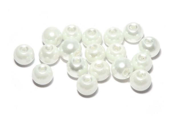 Perle din sticla, 6 mm, albe