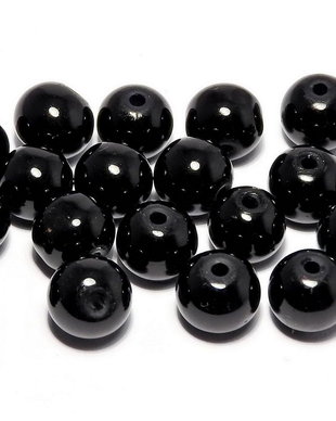 Perle din sticla, 6 mm, negre