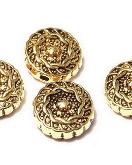 Margele din metal, auriu antichizat, 10x4 mm