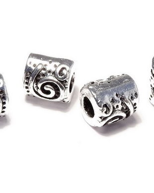 Margele din metal, argintiu antichizat, 6 mm