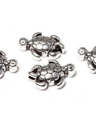 Margele din metal, argintiu antichizat, broasca testoasa, 12.5x9 mm