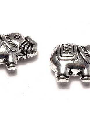 Margele din metal, argintiu antichizat, elefant, 12.5x8 mm