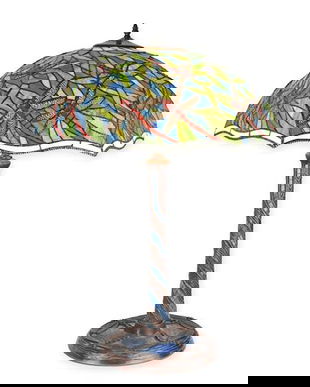 Lampa Tiffany din bronz cu libelule