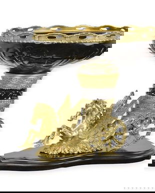 Fructiera din portelan cu calut din bronz