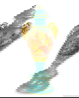 Urna turcoaz din portelan cu ingerasi