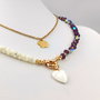 Rezervat Set Colier și Cercei- Gold Sidef Purple Flame