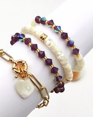 Set Brățări- Gold Sidef Purple Flame