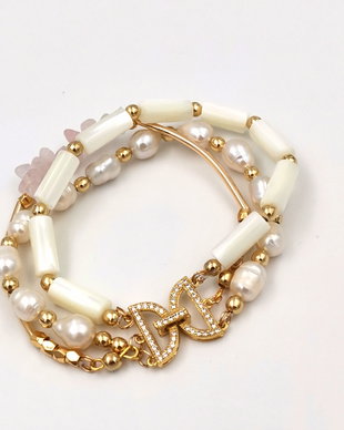 Rezervat Brățară - Pearls & Quartz Pink Powder