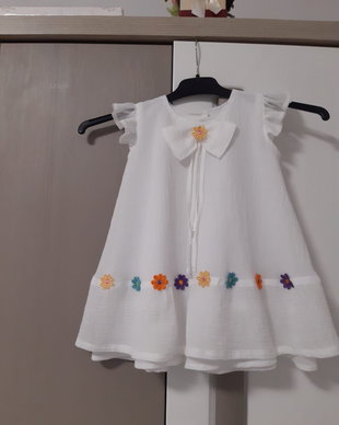 Rochita din panza topita/ Rochita vara 2-3 ani /rochita alba