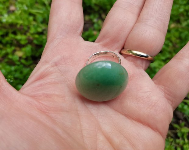 Inel Aventurin verde si Argint 925 - IN1180 - Inel verde reglabil, inel pietre semipretioase, inel cadou, bijuterii cadou, cadou sotie, cristaloterapie