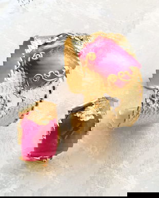 Set Agate druzy roz & alama placata cu aur