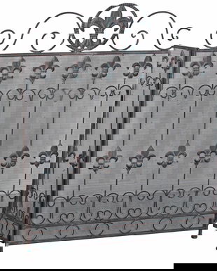 Paravan pentru semineu din fier forjat antik black