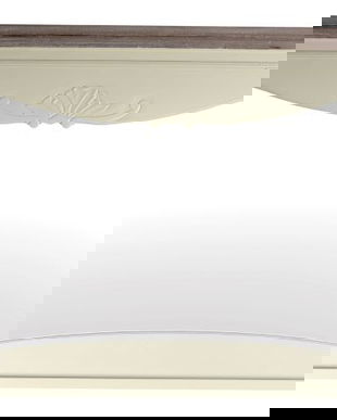 Oglinda dreptunghiulara cu o rama alba din lemn antichizat cu margine maro