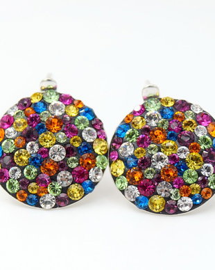 Cercei Swarovski  Chaton Queen / Multicolori /Argint 925