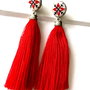 Cercei cu ciucuri si broderie manuala