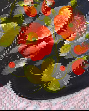 Farfurie decor din lemn pictata