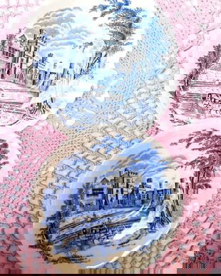 Set 2 farfurioare cu peisaj englezesc