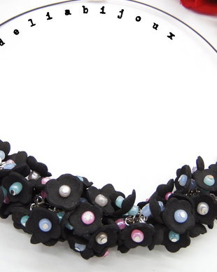 Colier handmade statement unicat -floral - foamiran (cod808)