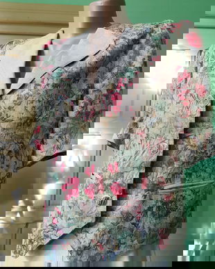 Sacou din in floral , de vara