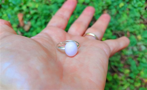 Inel Opal roz si Argint 925 - IN1084 - Inel roz, inel pietre semipretioase, inel reglabil, cadou romantic, inel logodna, inel mireasa, cristaloterapie, cristale vindecatoare