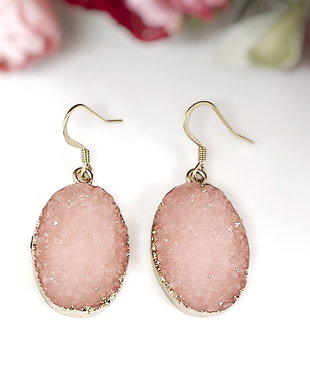 Cercei druzy roz somon