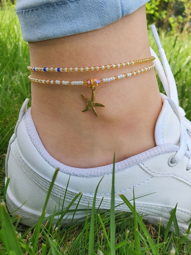 Anklet cu charm steluta de mare, Bratara eleganta de picior