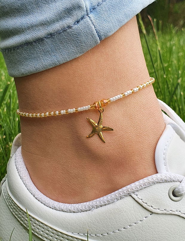 Anklet cu charm steluta de mare, Bratara eleganta de picior