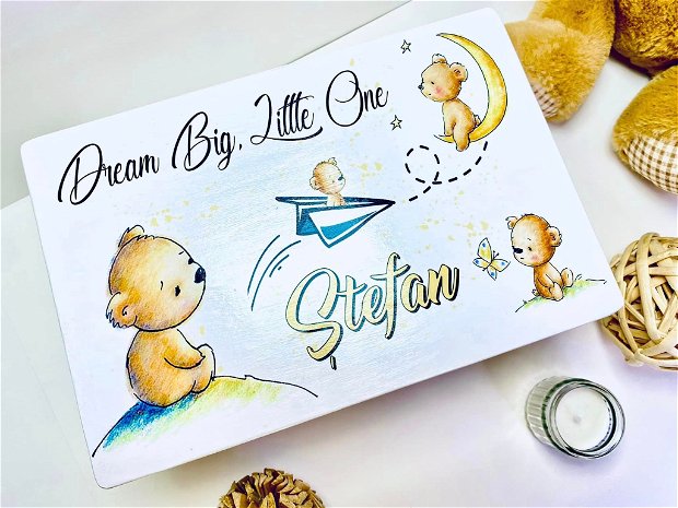 Cutie Amintiri Copii Personalizată - Dream Big Little One