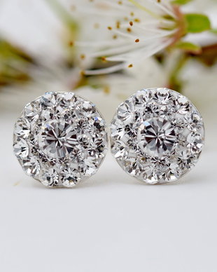 Cercei Swarovski / Crystal / Chaton Ball / Argint 925