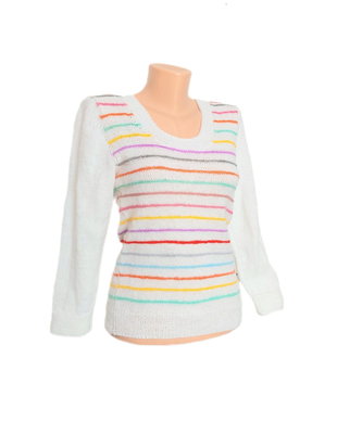 Bluza tricotata manual din acril dungi colorat