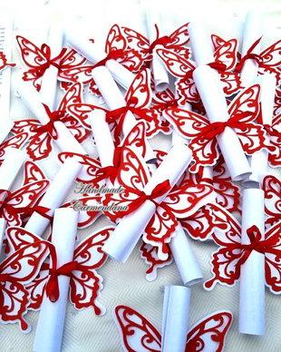 Invitatie papirus cu  fluture