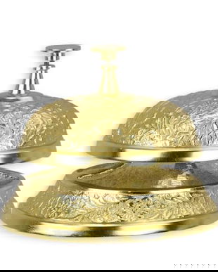 Clopotel hotel din alama cu finisaj auriu