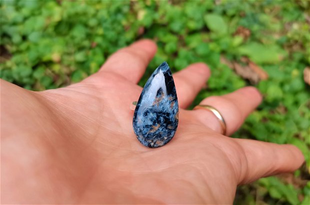 Inel Pietersit si Argint 925 - IN1091 - Inel albastru reglabil, inel pietre semipretioase, cadou iubita, cadou prietena, cadou sotie, cristale vindecatoare, cristaloterapie, cristale de colectie