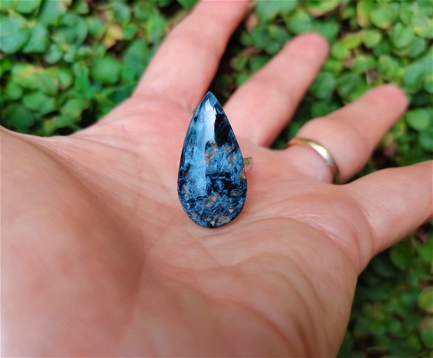 Inel Pietersit si Argint 925 - IN1091 - Inel albastru reglabil, inel pietre semipretioase, cadou iubita, cadou prietena, cadou sotie, cristale vindecatoare, cristaloterapie, cristale de colectie
