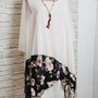 Rochie-bluză cu flori și mărgele