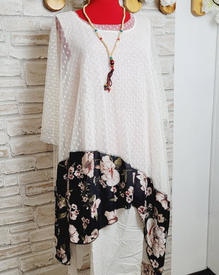 Rochie-bluză cu flori și mărgele