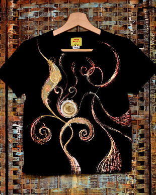 Tricou negru, pictat manual, unicat, Joy Collection