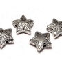 Margele din metal, argintiu antichizat, stea, 10 mm