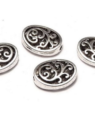 Margele din metal, argintiu antichizat, 12x9 mm