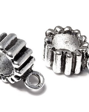 Margele din metal cu agatatoare, argintiu antichizat, 12x8x5 mm
