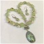 SET~GREEN TREASURE~prehnit,perle de cultura,cristale sticla,inox,abalone(paua shell)