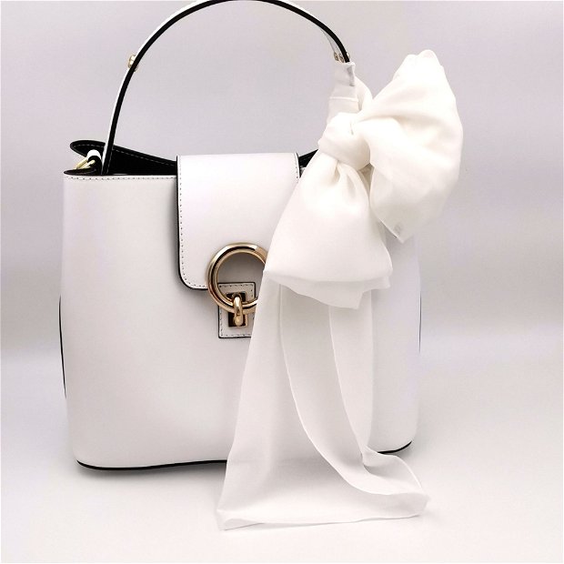 Eșarfă albă BLANCHETTE - Colecția pentru geantă