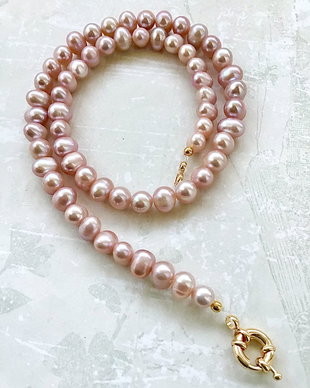 Colier perle de cultura lila rose