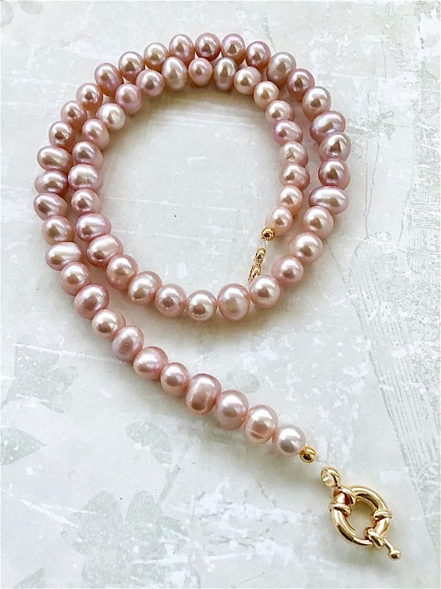 Colier perle de cultura lila rose