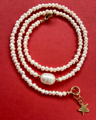 Colier CHOKER perle de cultura albe