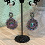 CERCEI~PURPLE PRINCESS~toho,Rivoli Swarowski,accesorii argintate,cristale sticla fatetata