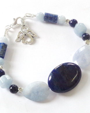 Bratara  lapis lazuli si  acvamarin .