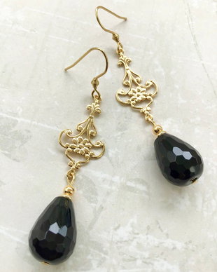 Cercei Vintage onix negru