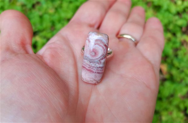 Inel Rodocrozit si Argint 925 - IN1070 - Inel pietre semipretioase, inel roz reglabil, inel cadou, bijuterii cadou, cadou romantic, cristale vindecatoare, cristale de colectie