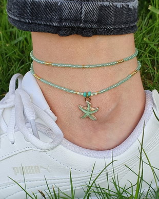 Anklet cu charm * Bratara de picior * Bratara reglabila de glezna